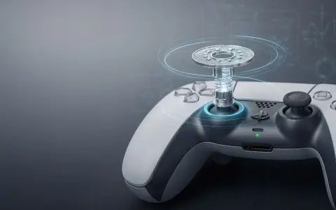 El mando PS6, con su joystick mecánico y detalles futuristas, listo para la acción.