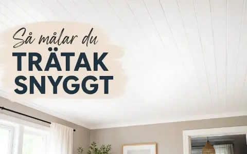 Så målar du träytor snyggt med struktur. Ett vitt träpanelstak som ger rummet ljus och rymd.