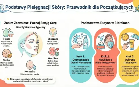 Podstawy pielęgnacji twarzy kroki: rozpoznaj typ cery, oczyszczaj, nawilżaj i chroń skórę przed słońcem.
