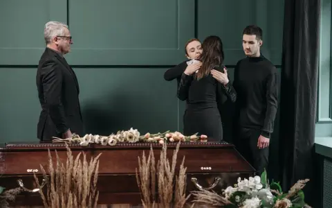 Smutek i żal przy trumnie. Jak się ubrać na pogrzeb znajomego? Elegancki czarny garnitur i sukienka to klasyka.