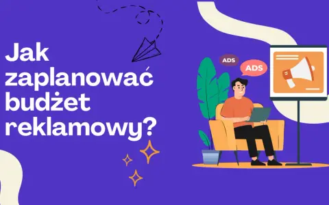 Mężczyzna planuje budżet reklamowy, analizując wady i zalety reklamy internetowej.