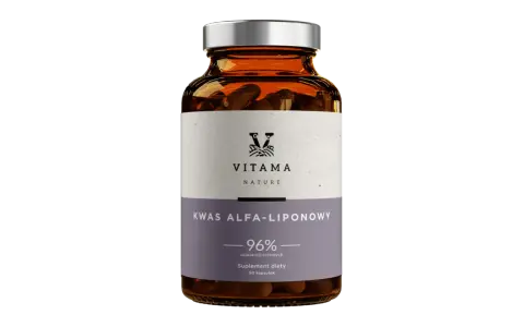 Kwas alfa-liponowy w kapsułkach Vitama Nature. Suplement diety, 90 sztuk. Wsparcie dla tarczycy.