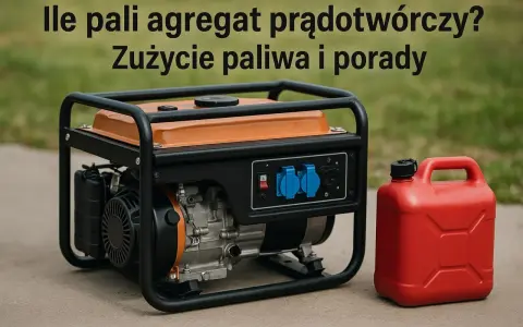 Agregat prądotwórczy 3kW i czerwony kanister. Dowiedz się, ile pali agregat 3kw i jak oszczędzać paliwo.