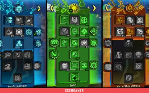 Árboles de habilidades de Amara en Borderlands 3: Mystical Assault, Brawl y Fist of the Elements.