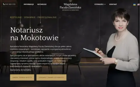 Notariusz na Mokotowie. Magdalena Pacuła-Ziemińska oferuje profesjonalne usługi notarialne, w tym akty sprzedaży, darowizny i spadkowe. Zapraszamy do kontaktu.