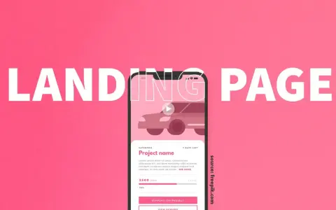 Beispiele für Landing Pages: Ein Smartphone zeigt eine Crowdfunding-Kampagne für ein Auto. Der Text "LANDING PAGE" ist groß darüber zu lesen.