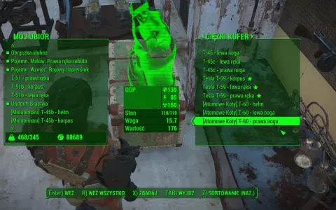 Ekwipunek w Fallout 4: "Mój ubiór" i "Ciężki kufer" z częściami pancerza, jak T-60. Szukasz fallout 4 kody?