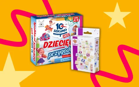 Dwie gry planszowe dla dzieci: "10 Sekund Dziecięce Przygody" i "Eichhorn". Idealne zabawy rywalizacyjne dla najmłodszych.