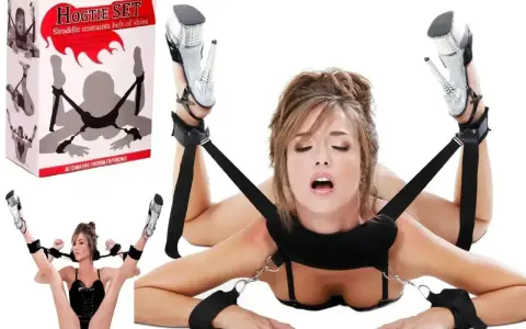 Zestaw do BDSM "Hogtie Set" z pasami i kajdankami, zapewniający "alternatywne doznania".
