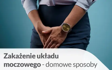 Kobieta z rękami skrzyżowanymi na podbrzuszu, sugerująca dyskomfort. Szuka informacji: co na zapalenie cewki moczowej bez recepty.