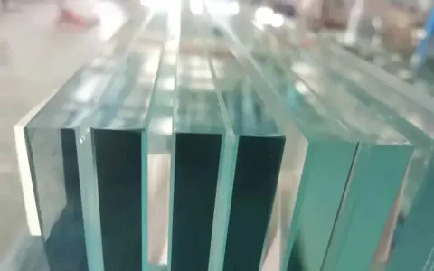 Pilares de vidrio apilados, cada uno con un peso de vidrio 6+6, listos para ser instalados.
