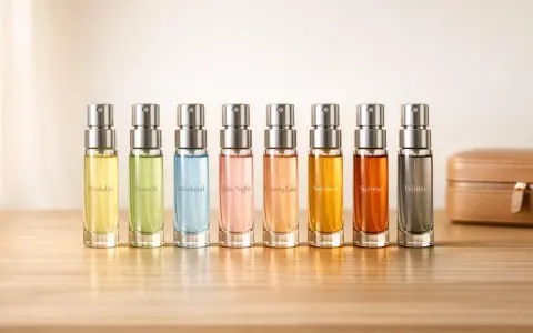 Kolekcja **christopher dark perfumy** w małych buteleczkach: Workday, Brunch, Weekend, Date Night, Evening Gala, Summer, Winter.