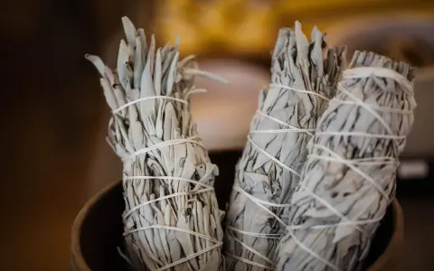 Manzados de incienso limpia casas para que sirve. Hierbas secas atadas con hilo blanco, listas para purificar espacios.