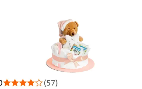 En söt blöjtårta tjej med en nallebjörn i pyjamas och en stjärna. Perfekt present till nyblivna föräldrar.