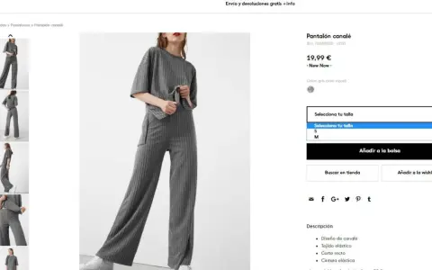 Pantalón gris de canalé, disponible en talla M. Elige tu talla para añadirlo a la bolsa.