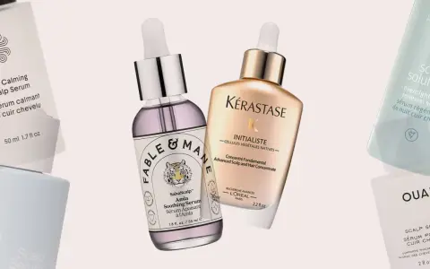 Kolekcja serum do skóry głowy: Fable & Mane, Kérastase, Aveda, Ouai. Każdy **cerkogel** obiecuje odżywienie i regenerację.
