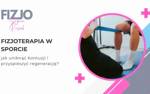 Fizjoterapeuta pomaga sportowcowi w ćwiczeniach z taśmą oporową. Fizjoterapia w sporcie kluczem do uniknięcia kontuzji i szybkiej regeneracji.