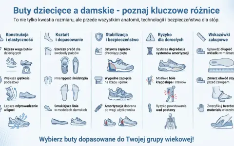 Porównanie butów dziecięcych i damskich: budowa, kształt, stabilizacja, ryzyko dla dorosłych, wskazówki zakupowe. Poznaj części buta i nazwy.