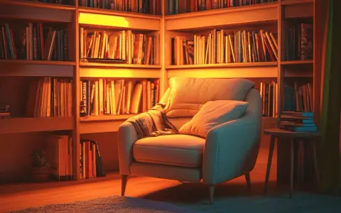 Un fauteuil confortable invite à la lecture dans ce havre de paix, entouré d'étagères remplies de livres.