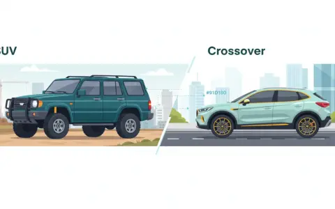 Comparación visual: un SUV robusto y un crossover elegante, mostrando la diferencia entre ambos tipos de vehículos.