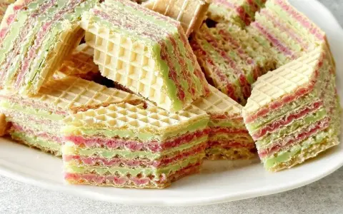 Kolorowe wafle z galaretką i śmietaną, idealne na deser. Ten przepis na wafle z galaretką i śmietaną zachwyci każdego!