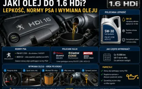 Jaki olej do 1.6 HDI 109km? Zalecana lepkość 5W-30, normy PSA B71 2290 / ACEA C2. Poradnik wymiany oleju.