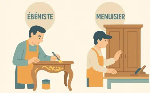Un ébéniste restaure un meuble ancien, un menuisier fabrique une armoire. Le salaire d'un artisan dépend de son savoir-faire.