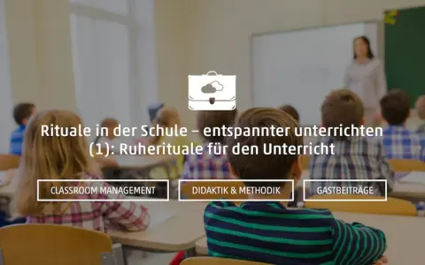 Schüler im Klassenzimmer, bereit für entspanntes Unterrichten. Fokus auf Rituale für Ruhe im Unterricht.