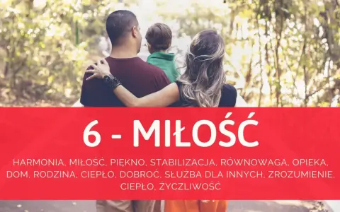 Rodzina objęta ramionami, symbolizująca numerologiczną 6 mężczyzna. Miłość, harmonia, dom i opieka.
