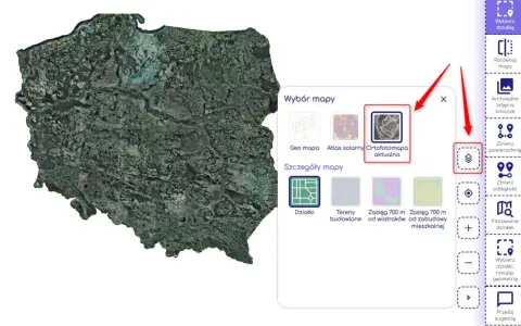Wybierz ortofotomapę, aby sprawdzić wymiary działki. Zobaczysz szczegóły mapy, jak działki i tereny budowlane.