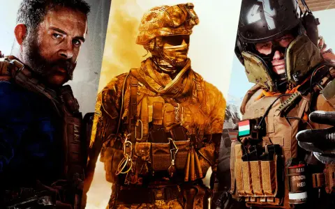 Tres soldados de los juegos de Call of Duty, listos para la acción.