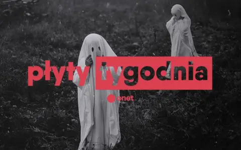 Dzieci w przebraniach duchów, jak z horroru, na tle traw. Tekst "płyty tygodnia" i logo Onet.