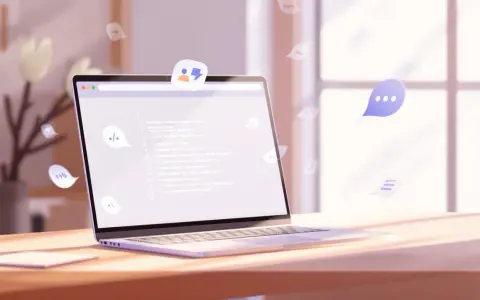 Laptop zeigt Code, der auf Symfony Messenger hinweist. Sprechblasen mit Icons schweben umher, wie bei einer Benachrichtigung.