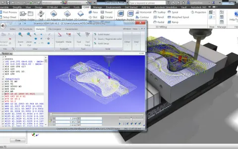 Un inventore programma un percorso utensile per fresatura 3D in un software CAM.
