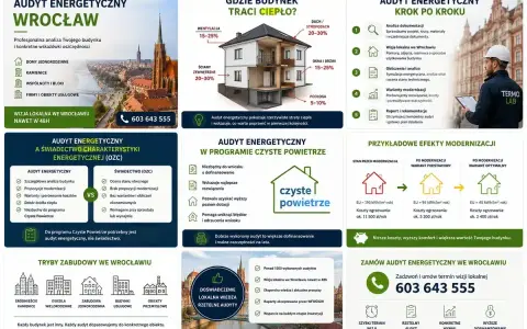 Audyt energetyczny Wrocław: analiza budynku, propozycje modernizacji, koszty. Wzór dokumentu i przykładowe efekty. Zadzwoń 603 643 555.