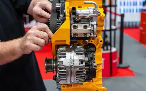 Mechanik reguluje pasek na alternatorze. Uszkodzony mostek prostowniczy objawy mogą być trudne do zdiagnozowania bez oględzin.