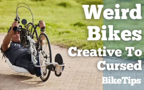Man on a recumbent trike, one of many weird bikes featured in BikeTips.