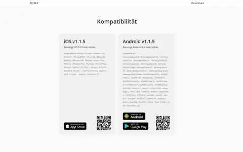 Kompatibilitätsliste für die DJI FLY App: iOS ab 10.0, Android ab 6.0. Hier finden Sie Geräte, um die DJI FLY App zu installieren.