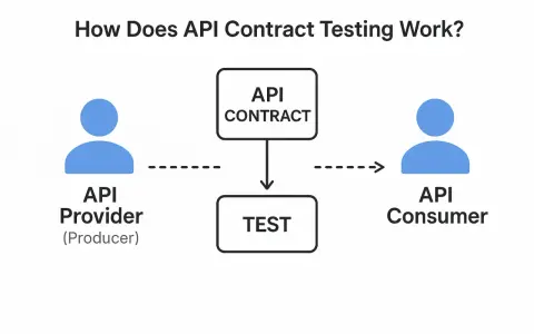Schema für API Contract Testing: API Provider und Consumer kommunizieren über einen API Contract, der dann getestet wird.