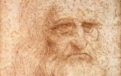 Szkic twarzy starca, przypominający portret z epoki renesansu, idealny do ilustracji biografii Leonardo da Vinci.