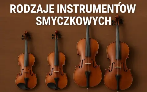 Cztery instrumenty smyczkowe: skrzypce i wiolonczele, prezentujące jakie są instrumenty smyczkowe.