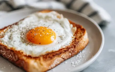 Idealne śniadanie z airfryer: jajko sadzone na chrupiącym toście, posypane pieprzem i solą. Szybko i pysznie!