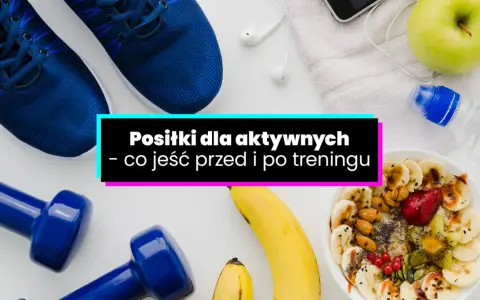 Aktywni w upały? Zobacz, co jeść przed i po treningu: buty, hantle, jabłko, wodę i owsiankę z owocami.