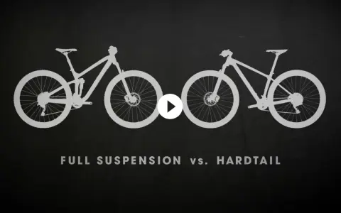 Silhouettes of a full suspension bike and a hardtail bike side-by-side, illustrating the difference between hard tail vs soft tail mountain bikes.