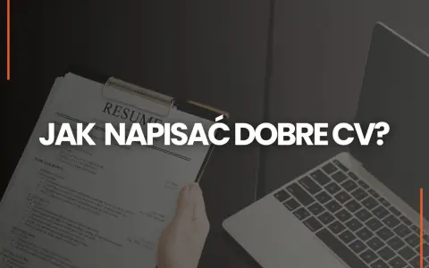 Dłoń trzyma dokument "RESUME", obok leży laptop. Tekst "JAK NAPISAĆ DOBRE CV?" sugeruje, że chodzi o umiejętności do CV.