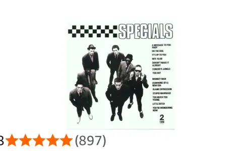 Das Albumcover von "The Specials" zeigt die Bandmitglieder in Anzügen. Der Titel "SPECIALS" ist prominent platziert.