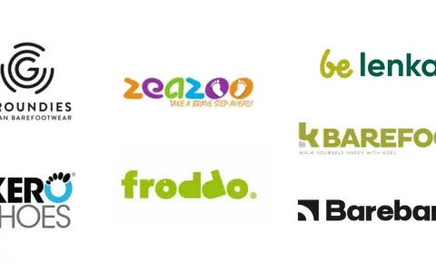 Loga marek butów: Groundies, Zeazoo, Be Lenka, Xero Shoes, Froddo, K Barefoot, Barebarics.