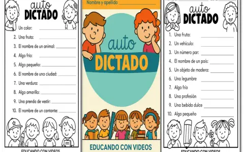 Hojas de trabajo para la "expresión escrita 4 primaria" con dibujos de niños y listas para completar.