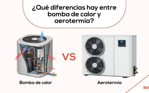 Comparativa visual de una bomba de calor y un sistema de aerotermia, explicando la diferencia entre ambos.