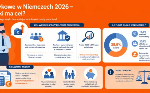 Podatki w Niemczech 2026: rząd chce wyżej opodatkować singli, by zapewnić równowagę w systemie podatkowym. Analiza OECD potwierdza, że Niemcy przodują w opodatkowaniu osób samotnych.